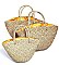 3IN1 DESIGNER NATURAL WOVEN SHOPPER SET