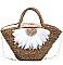 HOT TRENDY NATURAL FIBER WOVEN FLOWER SHOPPER BAG