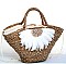 HOT TRENDY NATURAL FIBER WOVEN FLOWER SHOPPER BAG