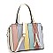 2-Way Tassel Accent Color Block Patchwork Satchel