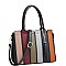 2-Way Tassel Accent Color Block Patchwork Satchel