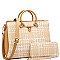 3-Compartment Tweed Print Satchel Wallet SET