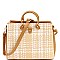 3-Compartment Tweed Print Satchel Wallet SET