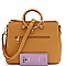 3-Compartment Tweed Print Satchel Wallet SET