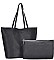 2 IN 1 PLAIN LEATHER SHOPPER BAG MINI BAG SET