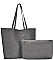 2 IN 1 PLAIN LEATHER SHOPPER BAG MINI BAG SET