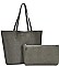 2 IN 1 PLAIN LEATHER SHOPPER BAG MINI BAG SET