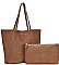 2 IN 1 PLAIN LEATHER SHOPPER BAG MINI BAG SET