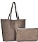 2 IN 1 PLAIN LEATHER SHOPPER BAG MINI BAG SET