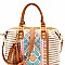 Stylish Aztec & Stripe Print Boston Satchel MH-BGS15731