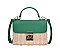DESIGNER TWO TONE WOVEN STRAW SHOULDER BAG