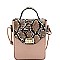 Small 2-Way Snake Print Turn-Lock Accent Satchel