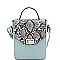 Small 2-Way Snake Print Turn-Lock Accent Satchel