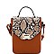 Small 2-Way Snake Print Turn-Lock Accent Satchel