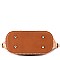 2-Way Two-Tone Round Bamboo Handle Straw Satchel