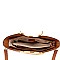 2-Way Two-Tone Round Bamboo Handle Straw Satchel