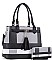 2 IN 1 CHECK AND TASSEL ACCENT SATCHEL WITH WALLET
