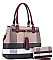 2 IN 1 CHECK AND TASSEL ACCENT SATCHEL WITH WALLET
