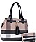 2 IN 1 CHECK AND TASSEL ACCENT SATCHEL WITH WALLET