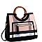 Plaid Checker Wooden Handle Print Satchel