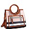 Plaid Checker Wooden Handle Print Satchel
