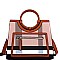 Plaid Checker Wooden Handle Print Satchel