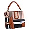 Trendy Turn-Lock Accent Plaid Print 2 in 1 Hobo Value SET MH-BL4216S