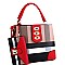Trendy Turn-Lock Accent Plaid Print 2 in 1 Hobo Value SET MH-BL4216S