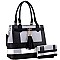 Structured Plaid Checker Print Tassel Accent Tote Wallet SET