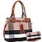 Structured Plaid Checker Print Tassel Accent Tote Wallet SET