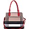 Structured Plaid Checker Print Tassel Accent Tote Wallet SET