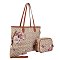3-in-1 Oval ROSE GLAM Monogram Handbag / Crossbody Wallet Set