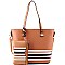 3 in 1 Stripe Print Tote Cross Body Value SET