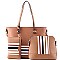 3 in 1 Stripe Print Tote Cross Body Value SET