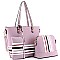 3 in 1 Stripe Print Tote Cross Body Value SET