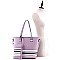 3 in 1 Stripe Print Tote Cross Body Value SET