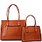 3 in 1 Crocodile Print Structured Tote Wallet SET