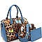 3 in 1 Butterfly Leopard Print Boston Satchel Cross Body Value SET