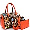3 in 1 Butterfly Leopard Print Boston Satchel Cross Body Value SET