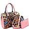 3 in 1 Butterfly Leopard Print Boston Satchel Cross Body Value SET