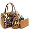 3 in 1 Butterfly Leopard Print Boston Satchel Cross Body Value SET