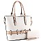 2-Way Two-Tone Belted Tote Wallet SET