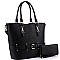 2-Way Two-Tone Belted Tote Wallet SET