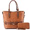 2-Way Two-Tone Belted Tote Wallet SET