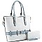 2-Way Two-Tone Belted Tote Wallet SET