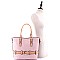 2-Way Two-Tone Belted Tote Wallet SET