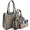 QUILTED SNAKE TRIM 3 IN 1 TOTE VALUE SET