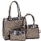 QUILTED SNAKE TRIM 3 IN 1 TOTE VALUE SET
