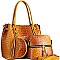 3 IN 1 OSTRICH EMBOSSED TOTE VALUE SET
