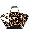 METAL HANDLE LEOPARD PRINT SATCHEL WALLET SET